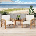 Joliet Acacia Wood and Wicker Outdoor Club Chair by Christopher Knight Home