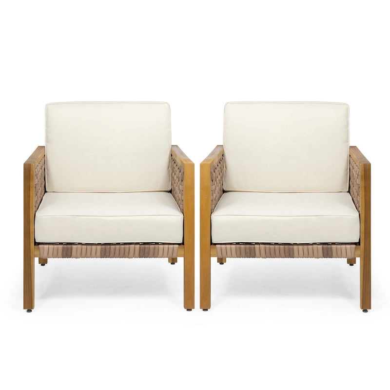 Joliet Acacia Wood and Wicker Outdoor Club Chair by Christopher Knight Home