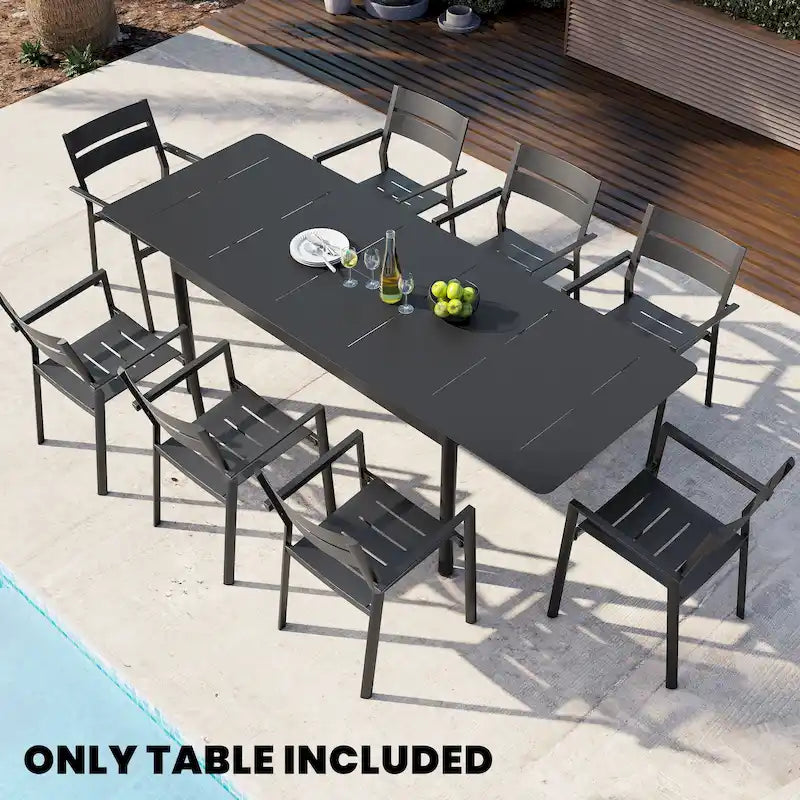 All-aluminum Outdoor Dining Table Extension for 6 or 8 Seats - 63 /94.5  L x 35.43  W x 29.76  H