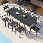 All-aluminum Outdoor Dining Table Extension for 6 or 8 Seats - 63 /94.5  L x 35.43  W x 29.76  H