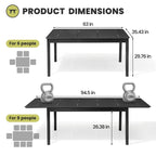 All-aluminum Outdoor Dining Table Extension for 6 or 8 Seats - 63 /94.5  L x 35.43  W x 29.76  H