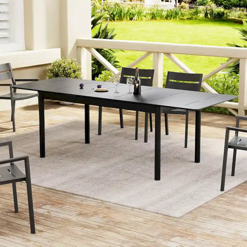 All-aluminum Outdoor Dining Table Extension for 6 or 8 Seats - 63 /94.5  L x 35.43  W x 29.76  H