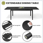All-aluminum Outdoor Dining Table Extension for 6 or 8 Seats - 63 /94.5  L x 35.43  W x 29.76  H