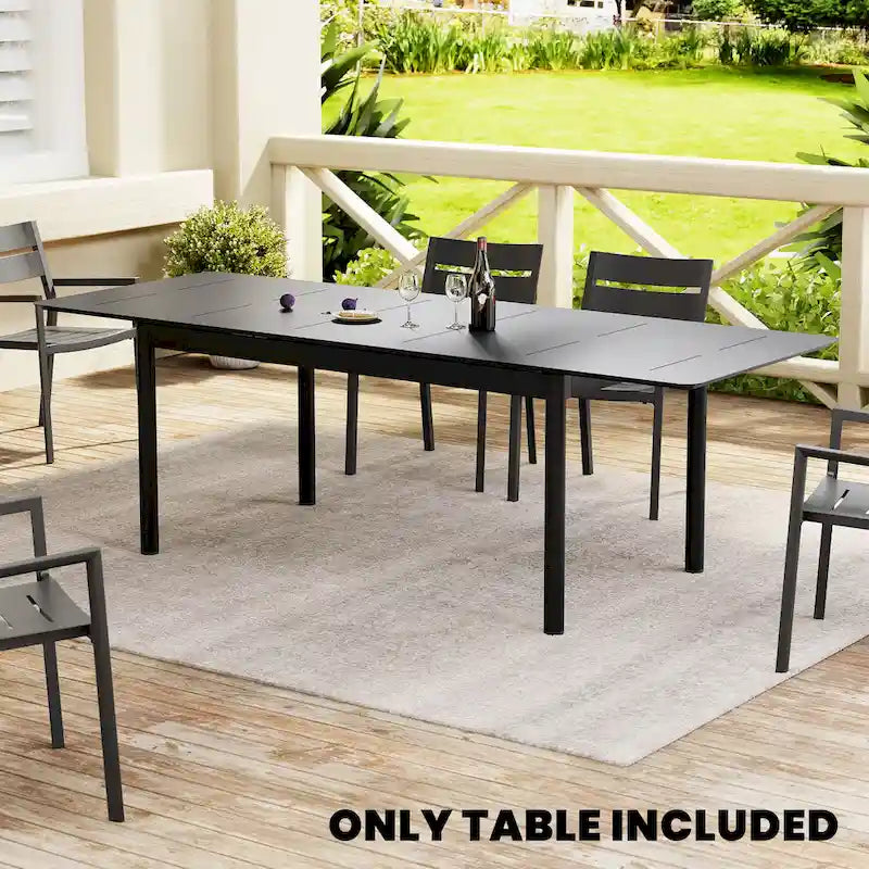 All-aluminum Outdoor Dining Table Extension for 6 or 8 Seats - 63 /94.5  L x 35.43  W x 29.76  H