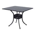 Outsunny 36  x 36  Square Metal Outdoor Patio Bistro Table with Center Umbrella Hole & Cast Iron Stylish Design