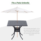 Outsunny 36  x 36  Square Metal Outdoor Patio Bistro Table with Center Umbrella Hole & Cast Iron Stylish Design