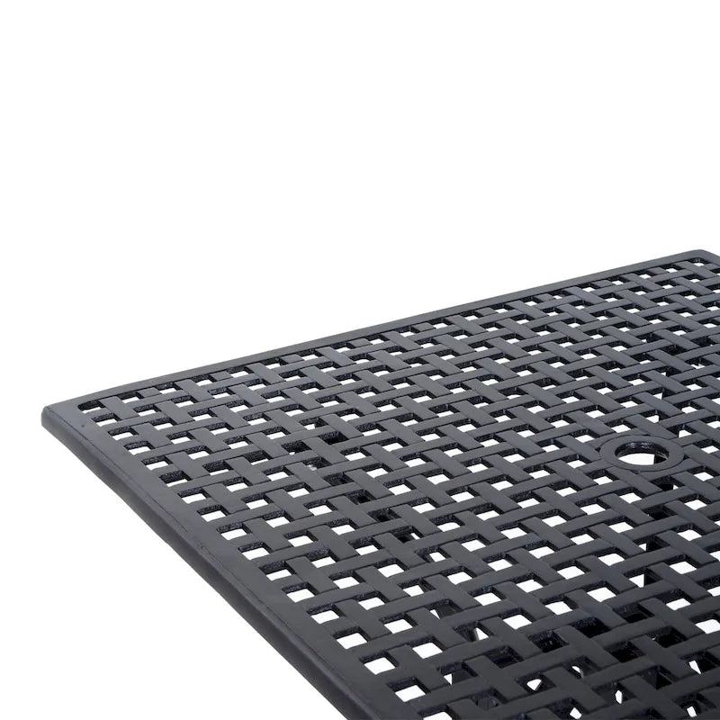 Outsunny 36  x 36  Square Metal Outdoor Patio Bistro Table with Center Umbrella Hole & Cast Iron Stylish Design