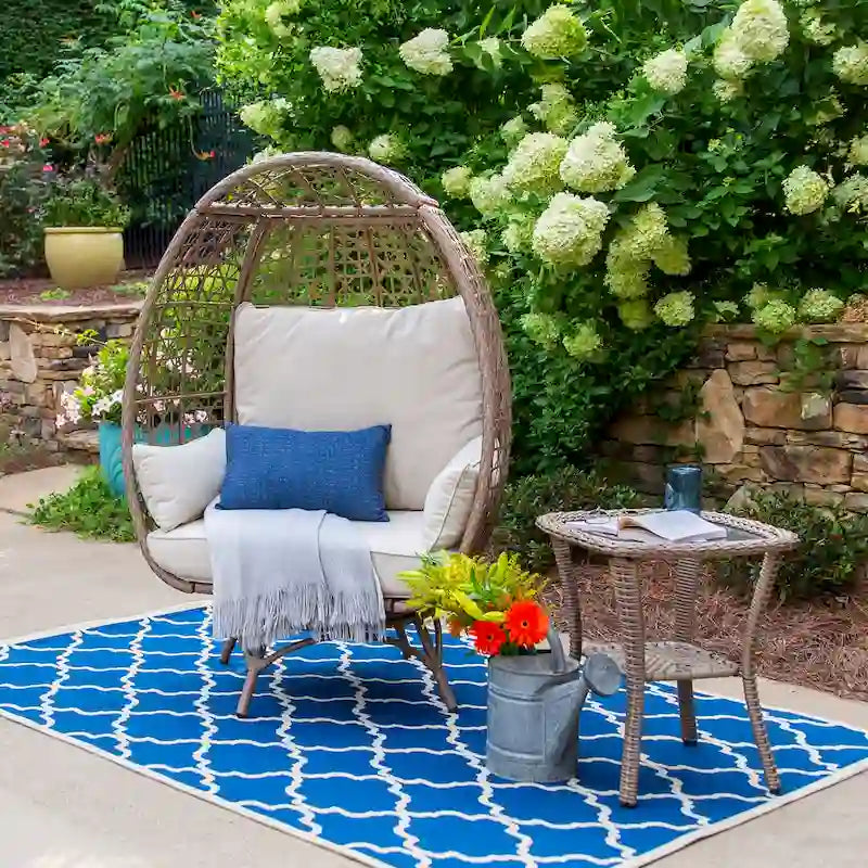 Rio Vista Sandstone Swivel Egg Chair Set with Side Table (2-Piece)