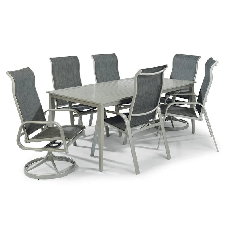 Captiva Gray Aluminum 7 Piece Outdoor Dining Set - 71  x 29  x 40