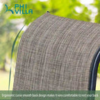 3 Piece Outdoor Bistro Dining Table Set, Round Slatted Metal Table & 2 Spring Motion Chairs