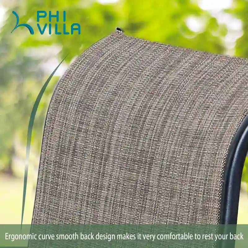 3 Piece Outdoor Bistro Dining Table Set, Round Slatted Metal Table & 2 Spring Motion Chairs