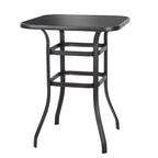 Outdoor 32 Inch Square Bar Table with Silk Screen Glass Tabletop