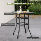 Outdoor 32 Inch Square Bar Table with Silk Screen Glass Tabletop
