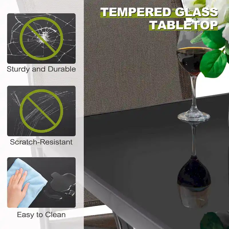 Outdoor 32 Inch Square Bar Table with Silk Screen Glass Tabletop