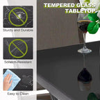 Outdoor 32 Inch Square Bar Table with Silk Screen Glass Tabletop