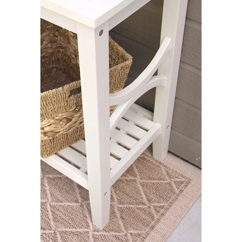 Bridgeport Outdoor Wood Patio Console Bar Table - Off-Whtie