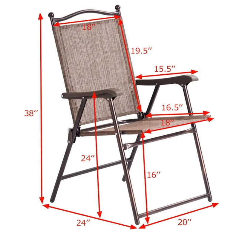 Patio Folding Sling Back Camping Deck Chairs (Set of 2)
