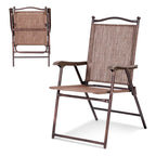 Patio Folding Sling Back Camping Deck Chairs (Set of 2)