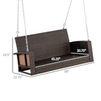 Outsunny 2 Person Wicker Hanging Swing Bench, Front Porch Swing Outdoor Chair with Cushions 550 lbs