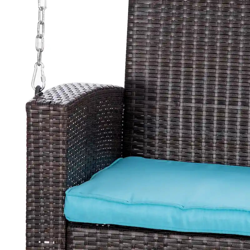 Outsunny 2 Person Wicker Hanging Swing Bench, Front Porch Swing Outdoor Chair with Cushions 550 lbs