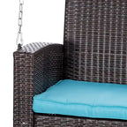 Outsunny 2 Person Wicker Hanging Swing Bench, Front Porch Swing Outdoor Chair with Cushions 550 lbs