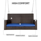 Outsunny 2 Person Wicker Hanging Swing Bench, Front Porch Swing Outdoor Chair with Cushions 550 lbs