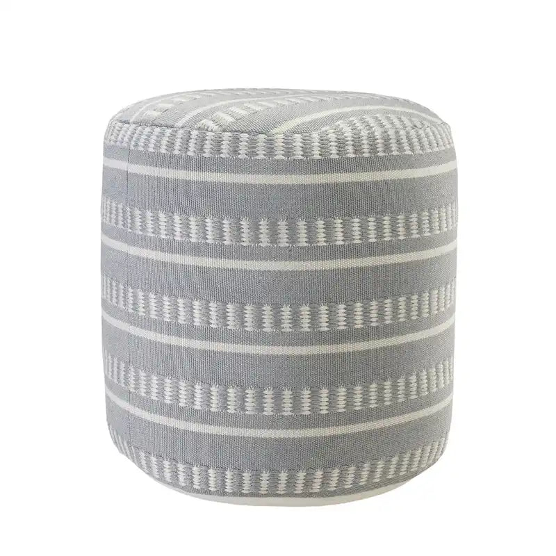 Sevita Dash and Stripe Geometric Indoor Outdoor Pouf - 20  x 20  x 20