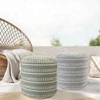 Sevita Dash and Stripe Geometric Indoor Outdoor Pouf - 20  x 20  x 20