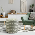 Sevita Dash and Stripe Geometric Indoor Outdoor Pouf - 20  x 20  x 20