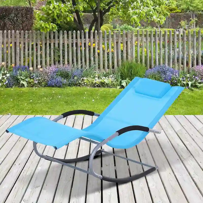 Outsunny Zero Gravity Chaise Rocker Patio Lounge Chairs with Recliner w/ Detachable Pillow & Weather-Fighting Fabric