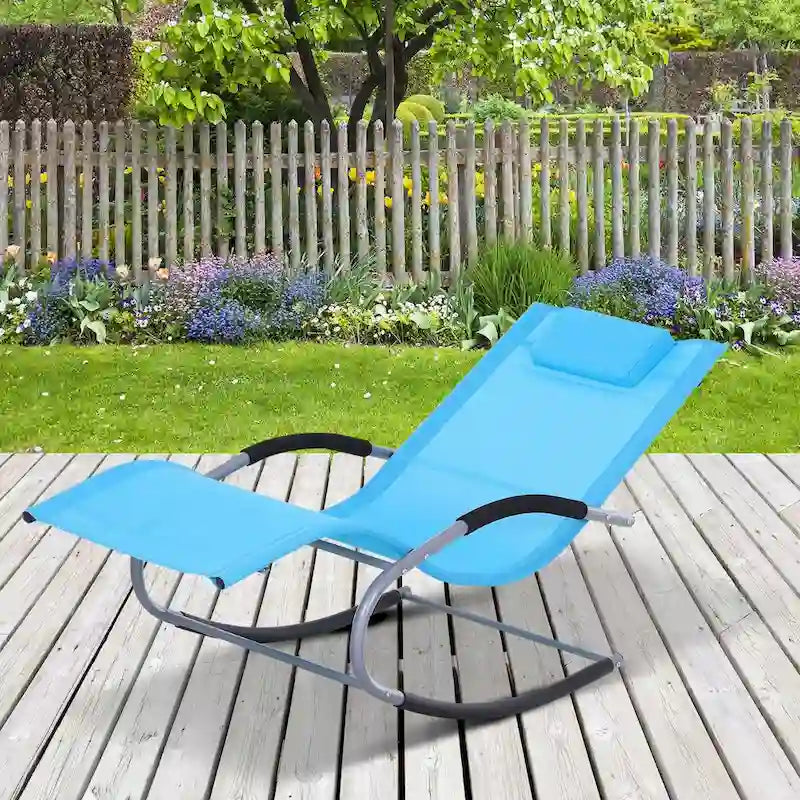 Outsunny Zero Gravity Chaise Rocker Patio Lounge Chairs with Recliner w/ Detachable Pillow & Weather-Fighting Fabric