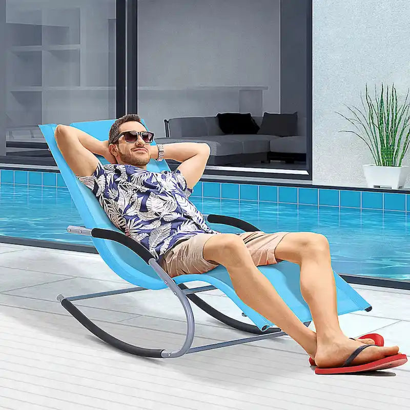 Outsunny Zero Gravity Chaise Rocker Patio Lounge Chairs with Recliner w/ Detachable Pillow & Weather-Fighting Fabric