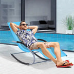 Outsunny Zero Gravity Chaise Rocker Patio Lounge Chairs with Recliner w/ Detachable Pillow & Weather-Fighting Fabric