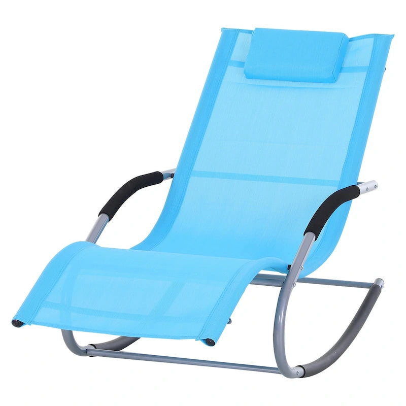 Outsunny Zero Gravity Chaise Rocker Patio Lounge Chairs with Recliner w/ Detachable Pillow & Weather-Fighting Fabric