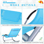 Outsunny Zero Gravity Chaise Rocker Patio Lounge Chairs with Recliner w/ Detachable Pillow & Weather-Fighting Fabric