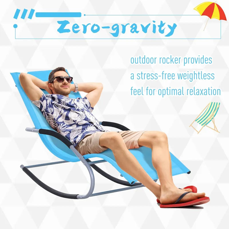 Outsunny Zero Gravity Chaise Rocker Patio Lounge Chairs with Recliner w/ Detachable Pillow & Weather-Fighting Fabric