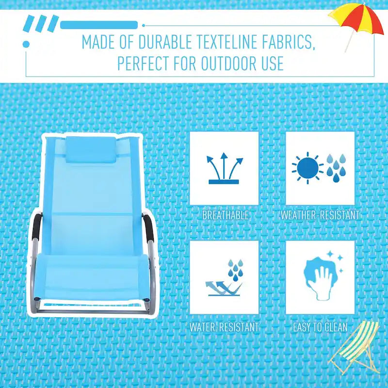 Outsunny Zero Gravity Chaise Rocker Patio Lounge Chairs with Recliner w/ Detachable Pillow & Weather-Fighting Fabric