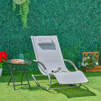 Outsunny Zero Gravity Chaise Rocker Patio Lounge Chairs with Recliner w/ Detachable Pillow & Weather-Fighting Fabric
