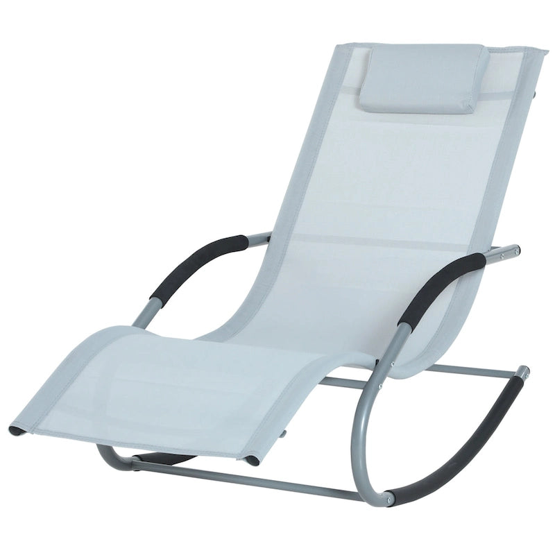 Outsunny Zero Gravity Chaise Rocker Patio Lounge Chairs with Recliner w/ Detachable Pillow & Weather-Fighting Fabric
