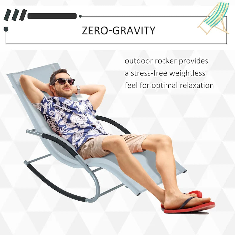 Outsunny Zero Gravity Chaise Rocker Patio Lounge Chairs with Recliner w/ Detachable Pillow & Weather-Fighting Fabric