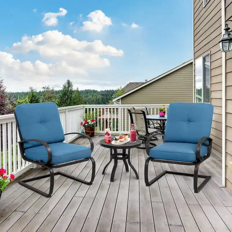 Futzca Spring Patio Chairs,3-Piece Bistro Set Outdoor Furniture for Patio, Garden, and Backyard with Cushioned Seats