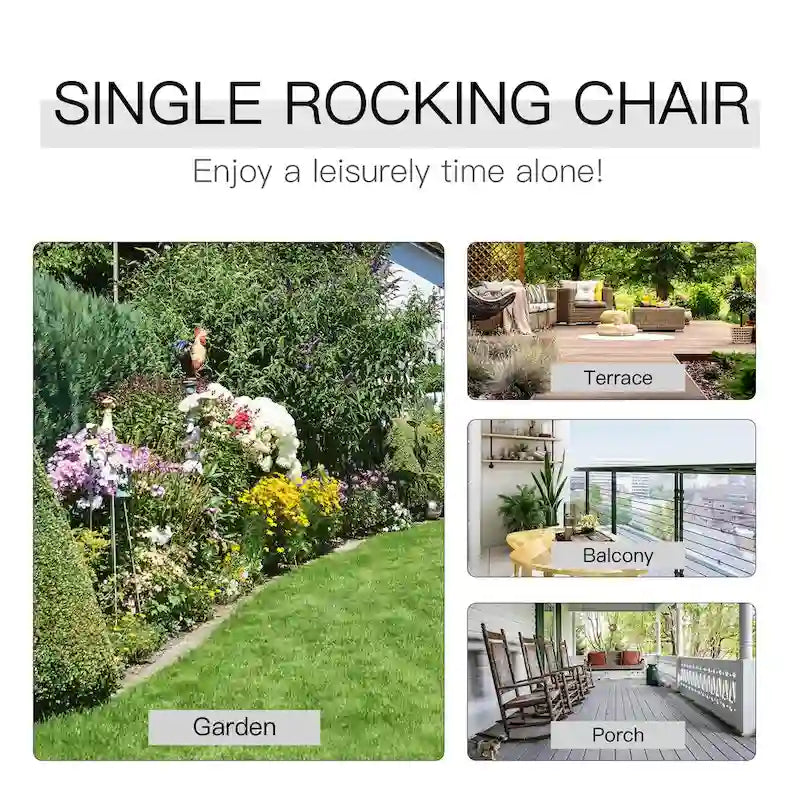 Outsunny Wood Rocking Chair Rocker with Slatted Back, Natural