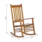 Outsunny Wood Rocking Chair Rocker with Slatted Back, Natural