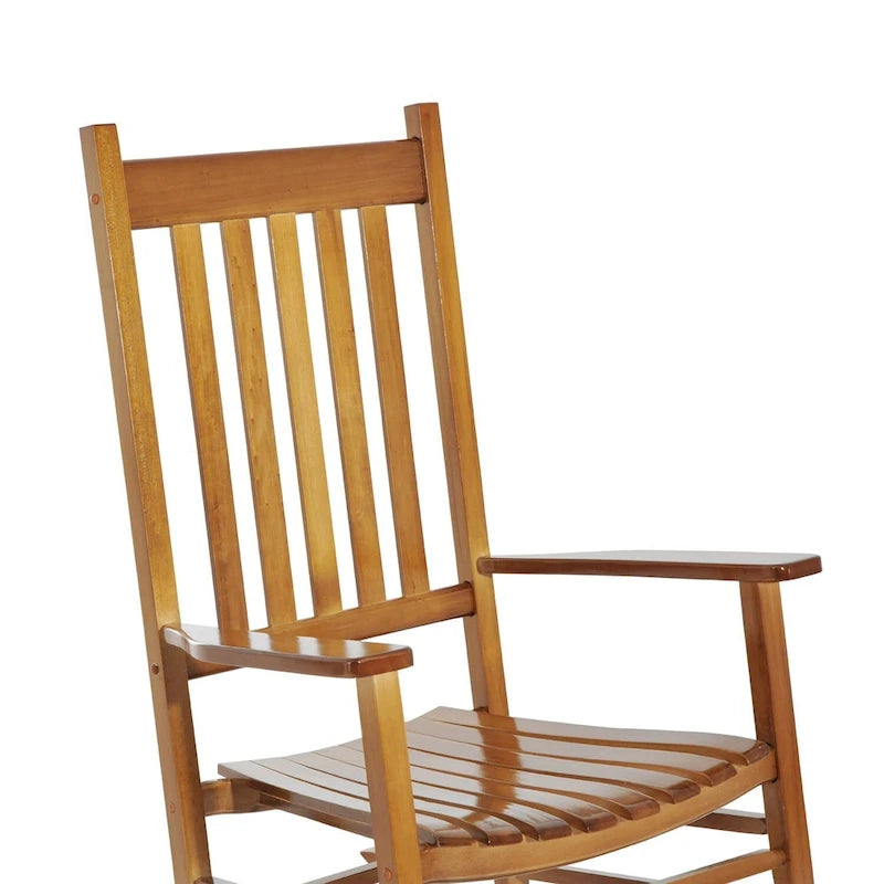 Outsunny Wood Rocking Chair Rocker with Slatted Back, Natural