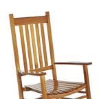 Outsunny Wood Rocking Chair Rocker with Slatted Back, Natural