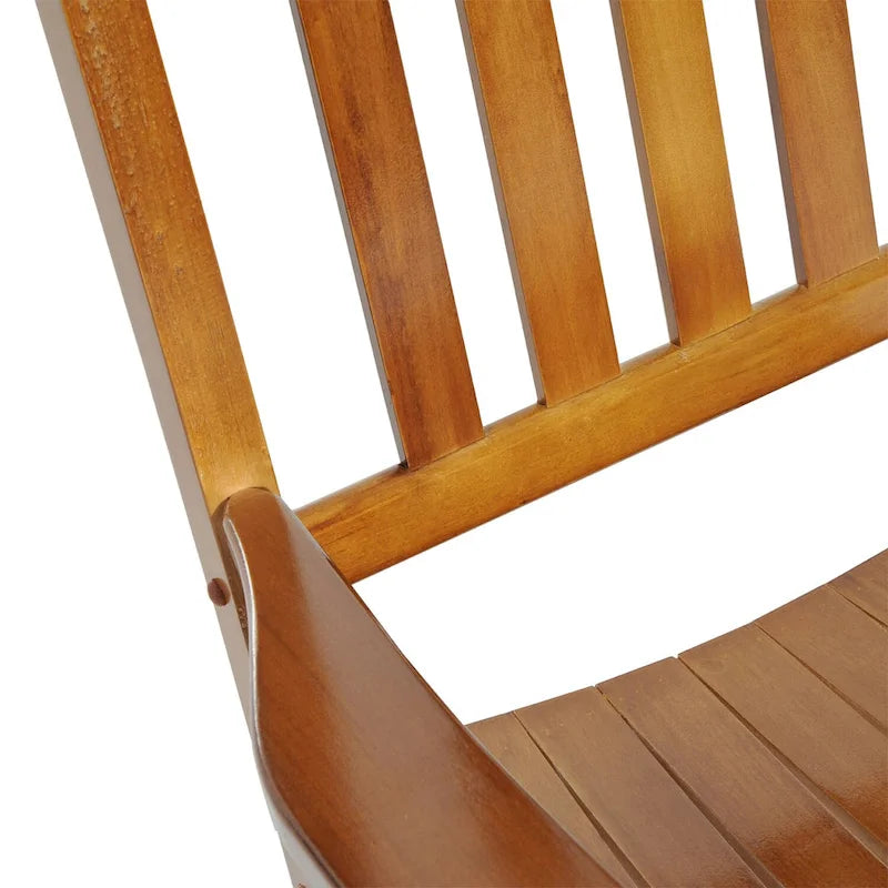 Outsunny Wood Rocking Chair Rocker with Slatted Back, Natural