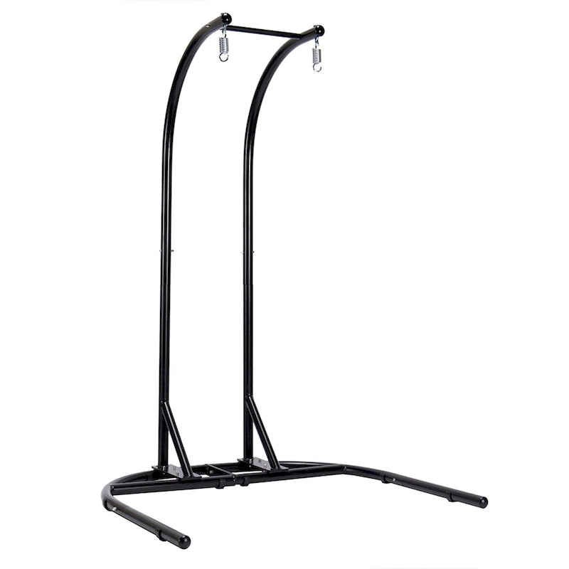 Charcoal Wicker Hanging Double-Seat Swing Chair with Stand with Cushion