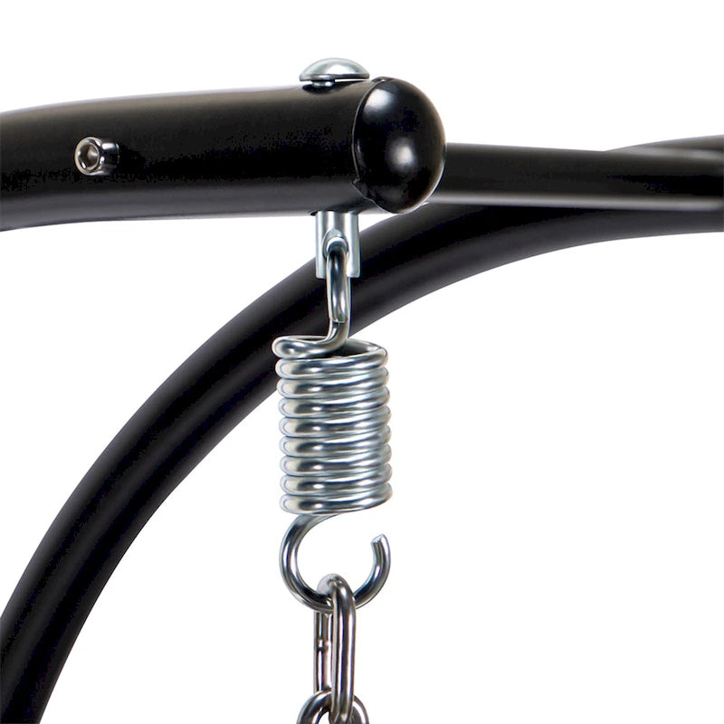 Charcoal Wicker Hanging Double-Seat Swing Chair with Stand with Cushion