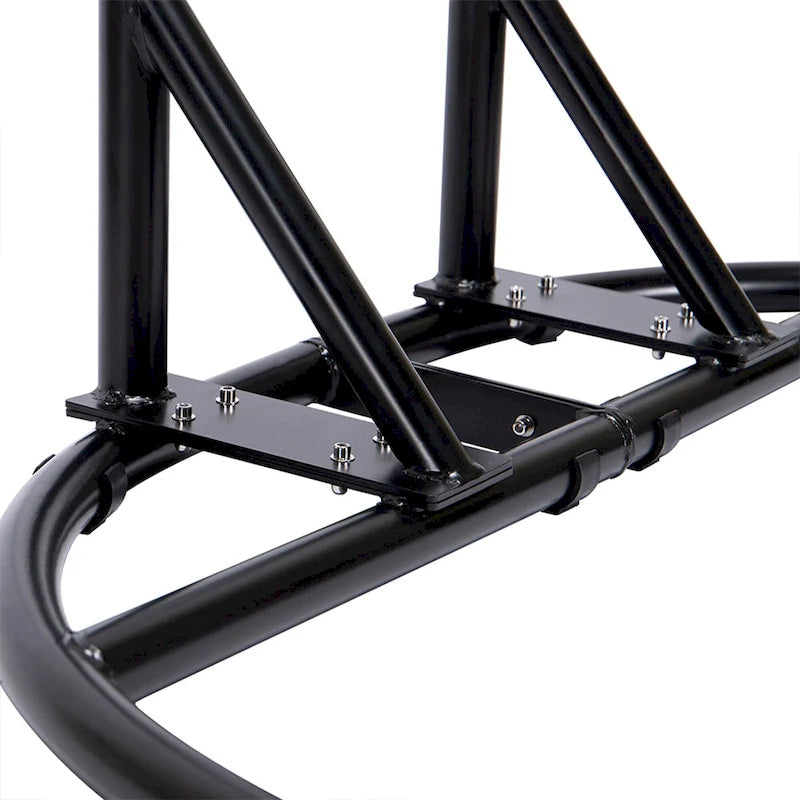 Charcoal Wicker Hanging Double-Seat Swing Chair with Stand with Cushion