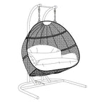 Charcoal Wicker Hanging Double-Seat Swing Chair with Stand with Cushion